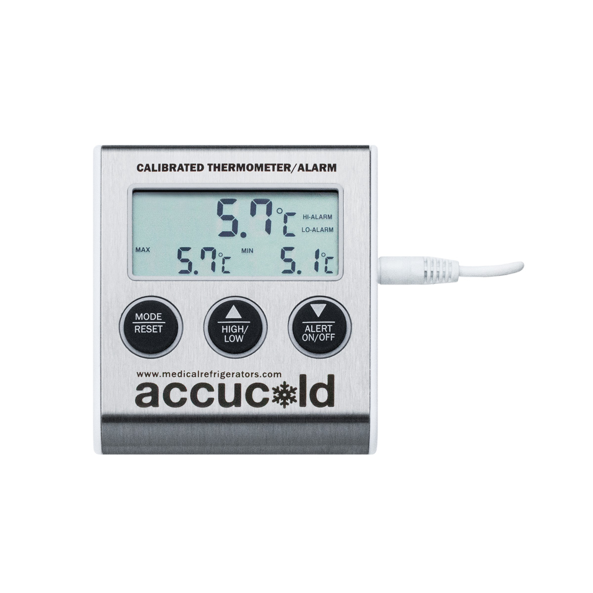 High/low temperature alarm with NIST calibrated temperature readout